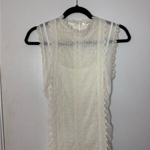 Vintage Charlotte Russe Cream Lace-Front Sleeveless Tank Top